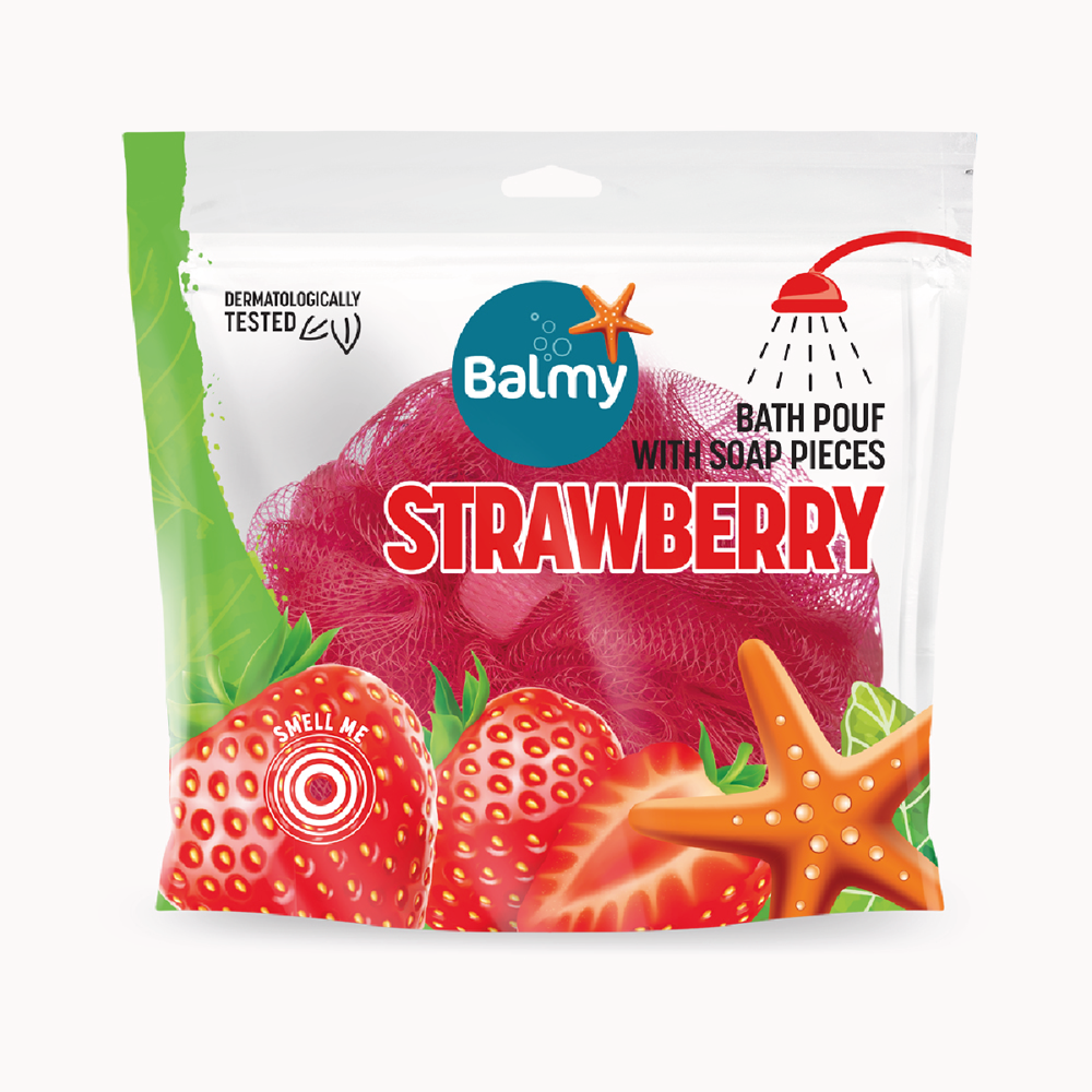 14349809_1729698698_13381f0cb9cfee161c040fd049dbdc71 بالمي إسفنجة استحمام بصابون الفراولة - الصورة 1