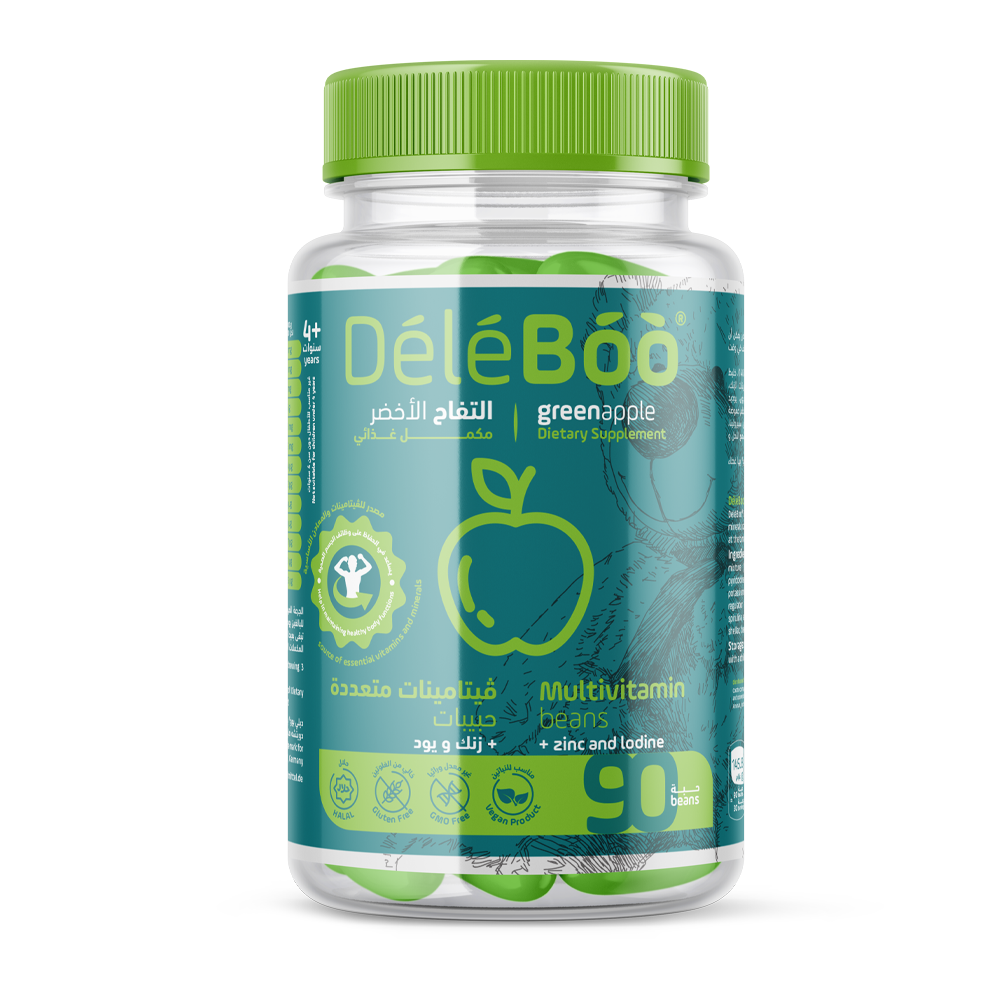 21779004_1730888807_71473e01a654d6242de7cae2ca8ed3f2 ديلي بوو بينز فيتامينات متعددة مع زنك و يود بالتفاح الأخضر - 90 قطعة حلوى - الصورة 1