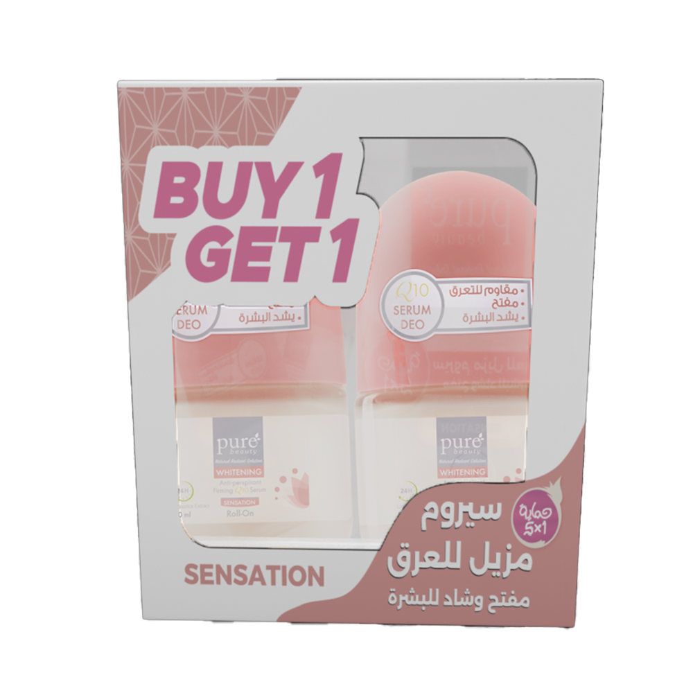 23147641_1714545044_64d4959eaa034759e1194ecaf49d433e مزيل عرق رول سنسايشن لتفتيح البشرة وشدها بسيروم Q10 من بيور بيوتي - حبتين - الصورة 1