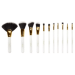 ⁦مجموعة فرش مكياج أبيض منقط من بي اتش - 11 فرشاة⁩ - الصورة ⁦2⁩