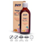 ⁦بيور شراب اوميجا 3 1500ملجم مع فيتامين بي بنكهة الفواكه المشكلة - 150 مل⁩ - الصورة ⁦2⁩