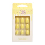 أظافر صناعية لصق ذاتي أصفر شكل بيضاوي من جلتز