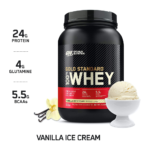 ⁦أوبتيموم نيوترشن جولد ستاندرد 100% واي بروتين مسحوق بنكهة ايسكريم الفانيليا - 2 باوند⁩ - الصورة ⁦2⁩