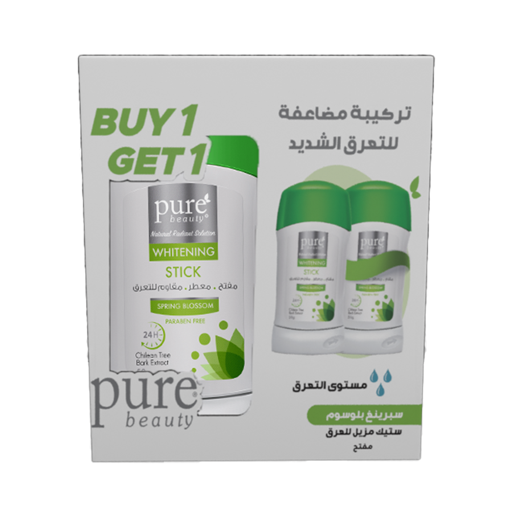 39428574_1714551016_2b1b1672509bec44bb902e6cb95c0cf4 مزيل الرائحة ستيك لتفتيح البشرة سبرينغ بلوسوم من بيور بيوتي - قطعتين - الصورة 1