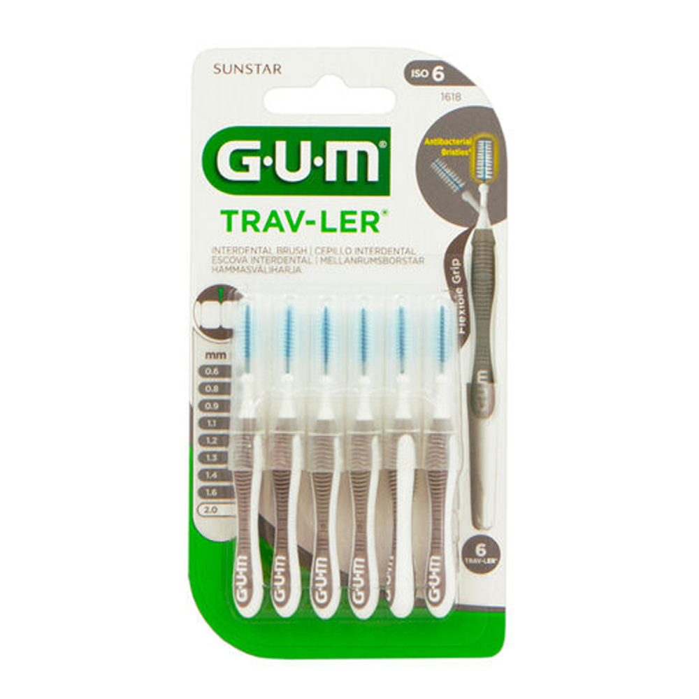 4131125_1753952580_9fa39360d87963b412f6b01d2112255a جي يو إم ترافلر فرش تنظيف بين الاسنان بمقاس 2.0ملم - 6 قطع - الصورة 1
