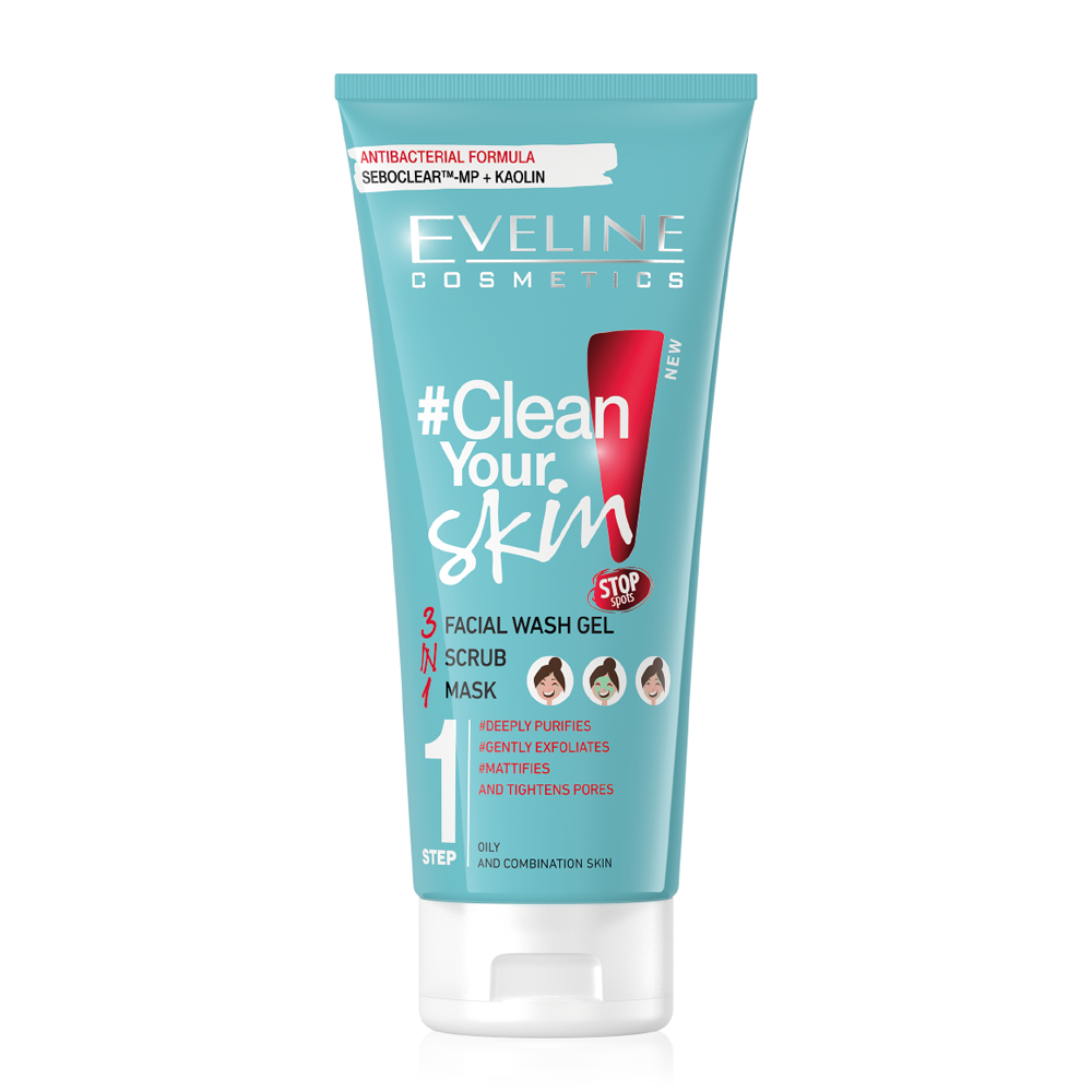 41387495_1729615358_187d6e460f39ae2e0b27791b341dae9a ايفلين كلير سكين 3 في 1 غسول و مقشر و ماسك - 200 مل - الصورة 1