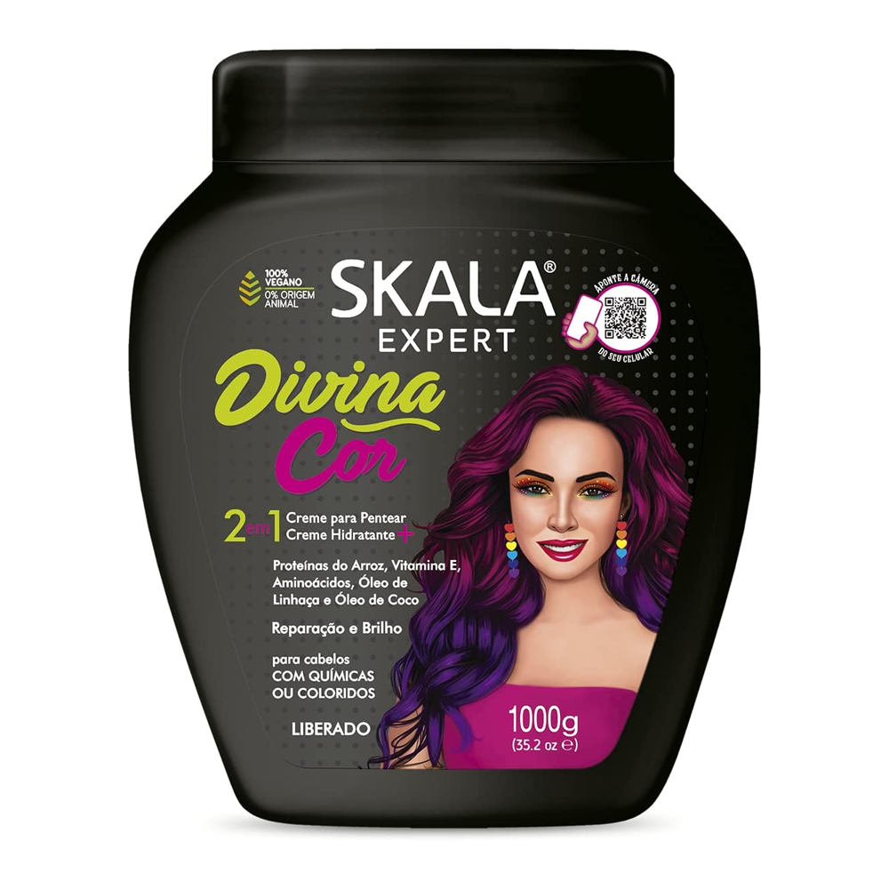 4286459_1722425911_0b78d124b1e5b168995f48b94b188b17 كريم معالج للشعر إكسبرت ديفاين كولور 2 في 1 من سكالا - 1000 جم - الصورة 1