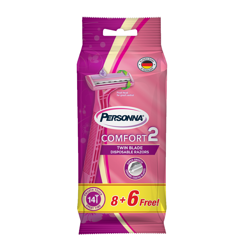 49000412_1734950623_1e7a7cb2dd8a0cd21fc8a16ea280a366 شفرات حلاقة كمفورت 2 للنساء من بيرسونا - 8+6 قطعة مجانا - الصورة 1