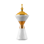 ⁦مبخرة رخام بمقبض ذهبي من نايس ون - ابيض- صغير- H-614⁩ - الصورة ⁦4⁩