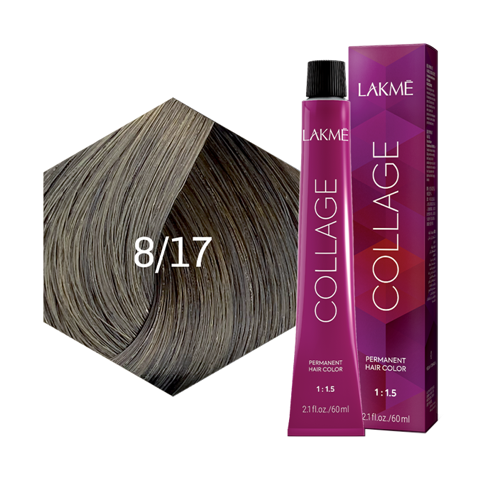 56204643_LakmeCollageHairDye-8-17 صبغة شعر كولاج من لاكمي - اشقر فاتح رمادي - 8/17 - الصورة 1