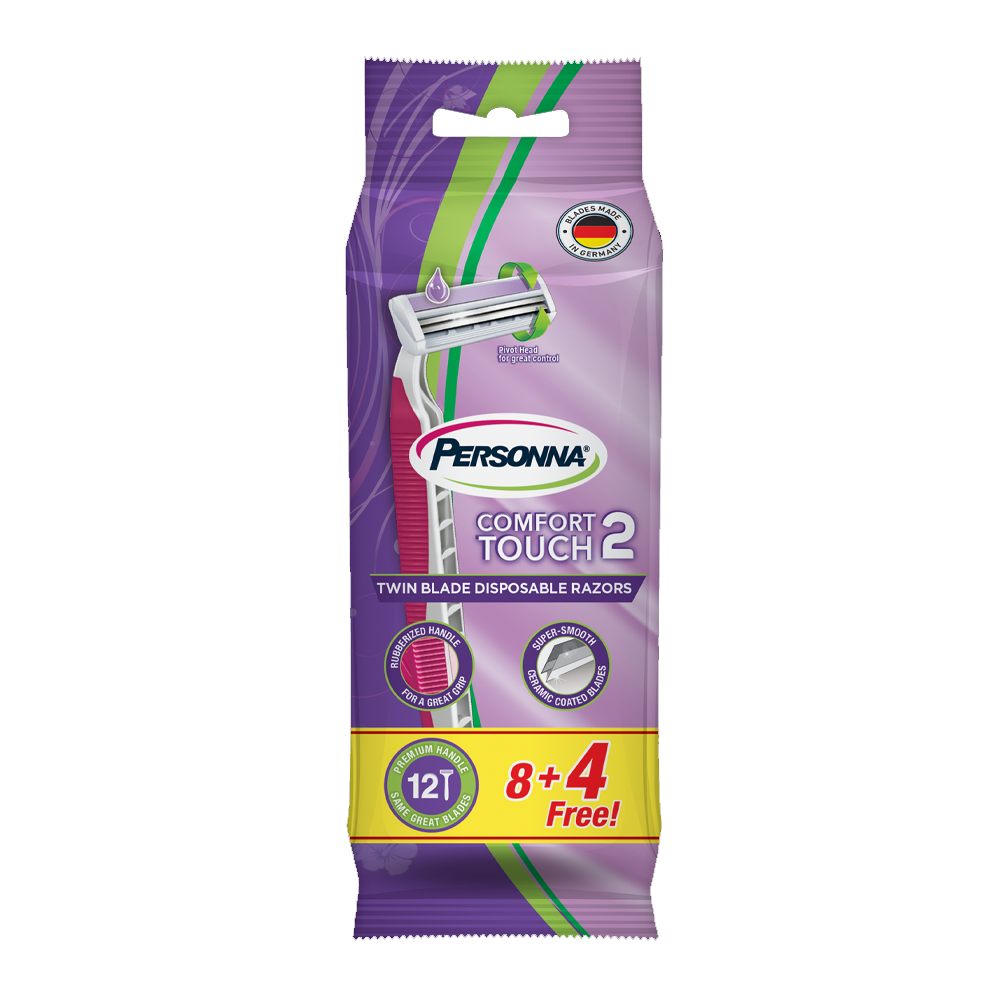 61472985_1734957704_297e03f336a6c53668080da4a127595e شفرات حلاقة كمفورت تاتش 2 للنساء من بيرسونا - 8+4 قطعة مجانا - الصورة 1