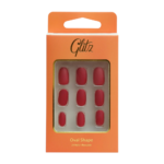 أظافر صناعية لصق ذاتي عنابي غامق مطفي شكل أوفال (5) من جليتز