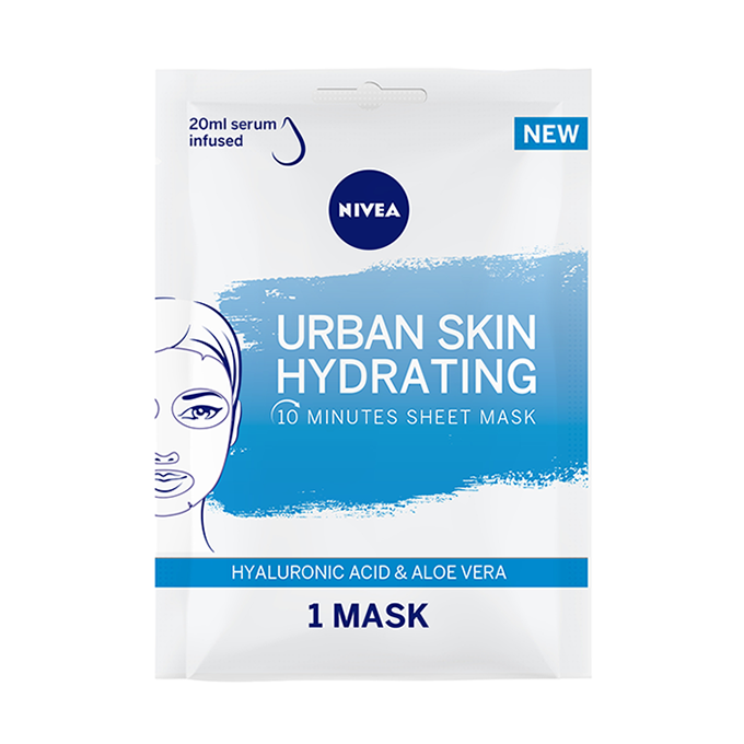 6791940_NiveaUrbanSkinHydratingWithHyaluronicAcidampAloeVera-1SheetMask قناع أوربان مرطب للبشرة بحمض الهيالورونيك والصبار من نيفيا - قناع واحد - الصورة 1