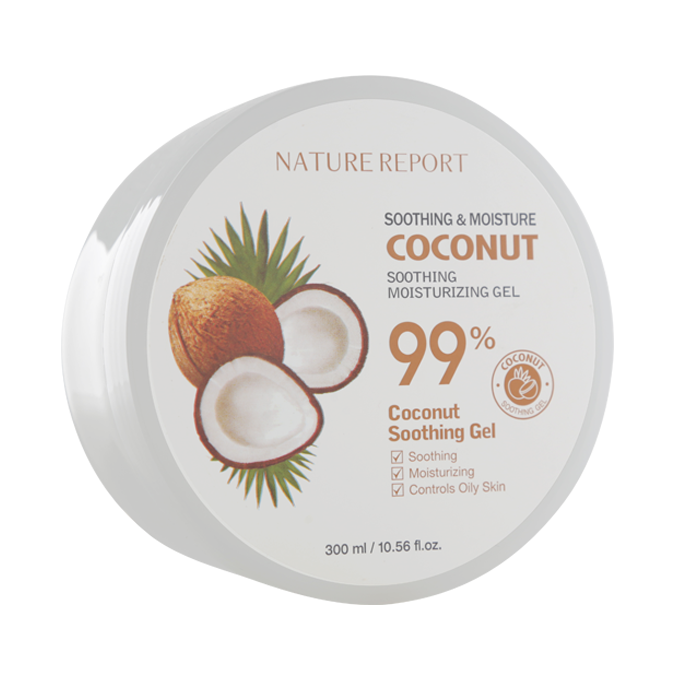 7340937_NatureReportNaturalCoconutSoothingAndMoistureGel-300ml جل جوز الهند الطبيعي المرطب والمهدئ من ناتشر ريبورت - 300مل - الصورة 1