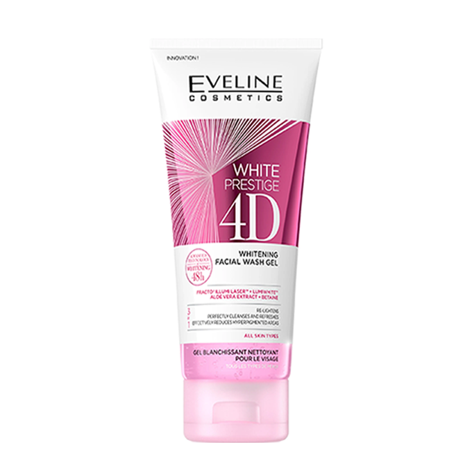 74070069_EvelineWhitePrestige4DWhiteningFacialWashGel-200ml1 جل غسول الوجه وايت برستيج فور دي للتفتيح من إيفلين - 200 مل - الصورة 1