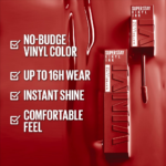 ⁦ميبلين سوبر ستاي فينيل انك احمر شفاه سائل⁩ - الصورة ⁦4⁩