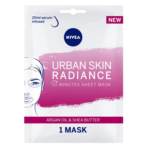 88837209_NiveaUrbanSkinRadianceSheetMask-1Sheet قناع الوجه أوربان لإشراقة البشرة من نيفيا - قناع واحد - الصورة 1