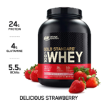 ⁦أوبتيموم نيوترشن جولد ستاندرد 100% واي بروتين بنكهة الفراولة - 5 باوند⁩ - الصورة ⁦2⁩