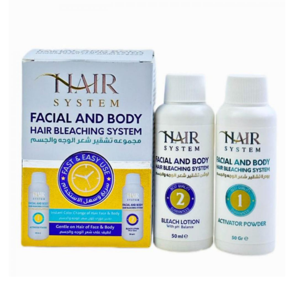 90300330_1716206829_73d32395f4e3050870a3b85898f8d6cb مجموعة تشقير الوجه والجسم من هير سيستم - 50 مل - الصورة 1