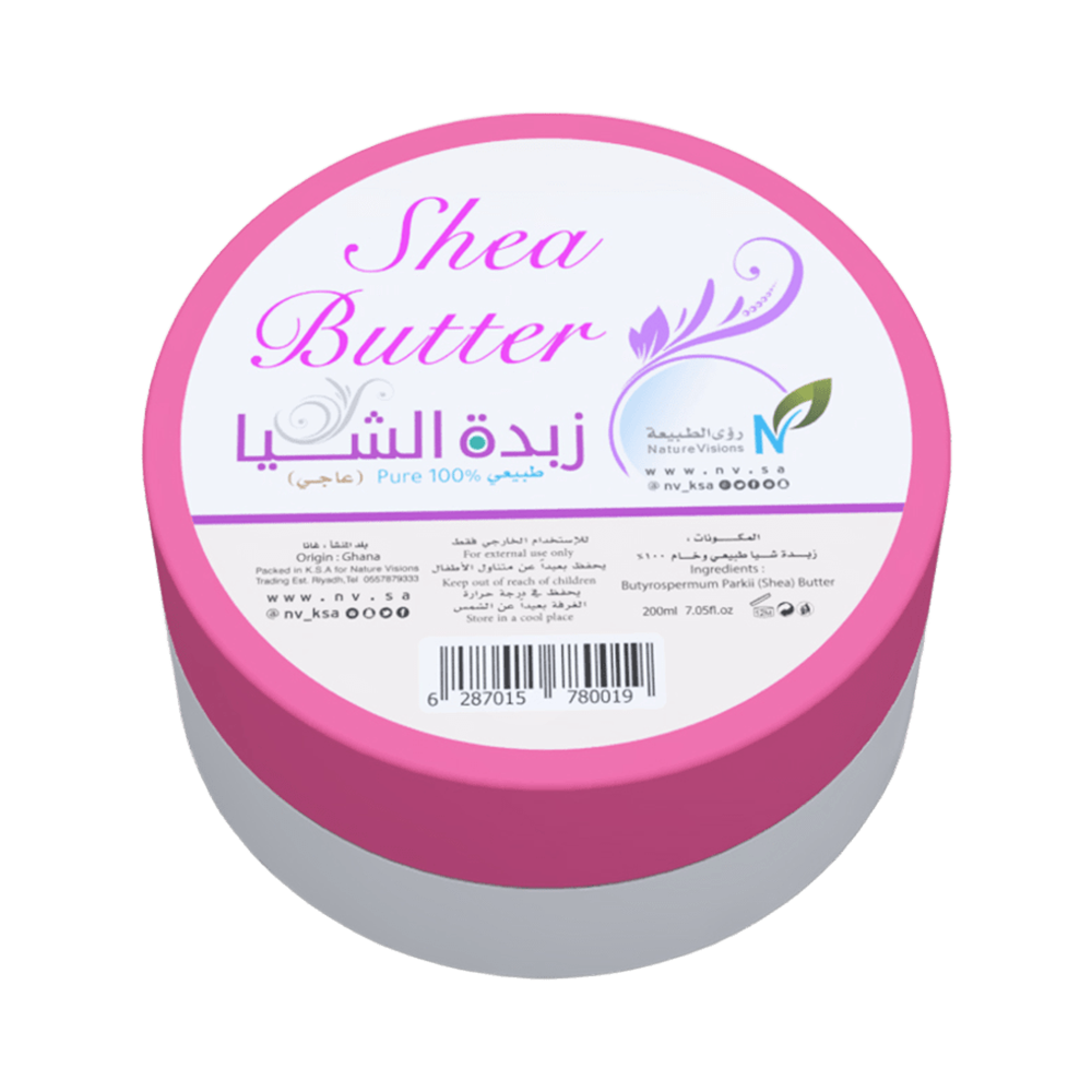 91046551_1764225823_5acae2bdc0b24360e4b5fdd0bb3bdc3e زبدة الشيا الخام عاجي من رؤى الطبيعة - 200مل - الصورة 1