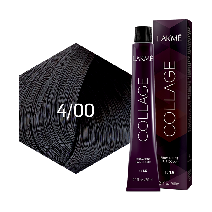 91125795_LakmeCollageHairDye-4-00 صبغة شعر كولاج من لاكمي - بني متوسط - 4/00 - الصورة 1