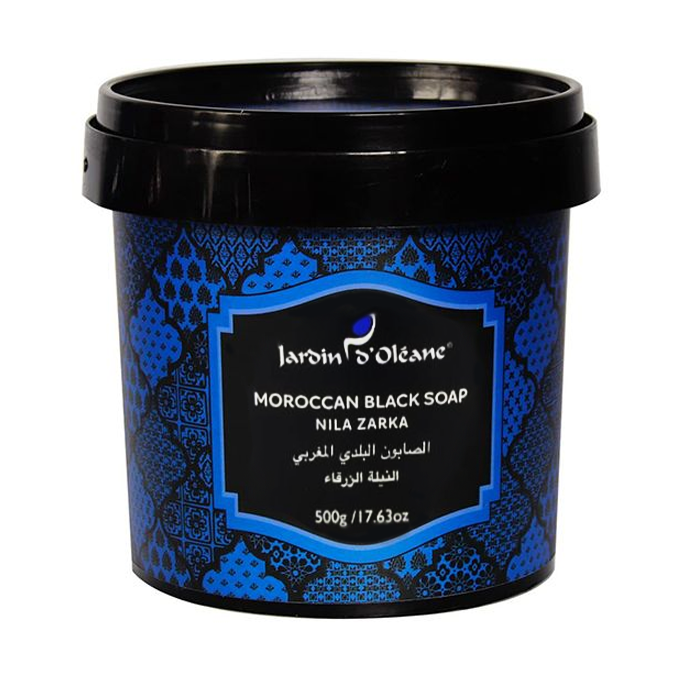 96105735_JardinDOleaneBlackSoapNilaZarka-500g صابون بلدي مغربي بالنيلة الزرقاء من جاردن اوليان - 500 جرام - الصورة 1